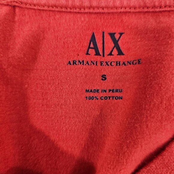 Armani Exchange A/X Women’s Size Small Red V-Neck Long Sleeve Cotton T-shirt - Picture 6 of 15